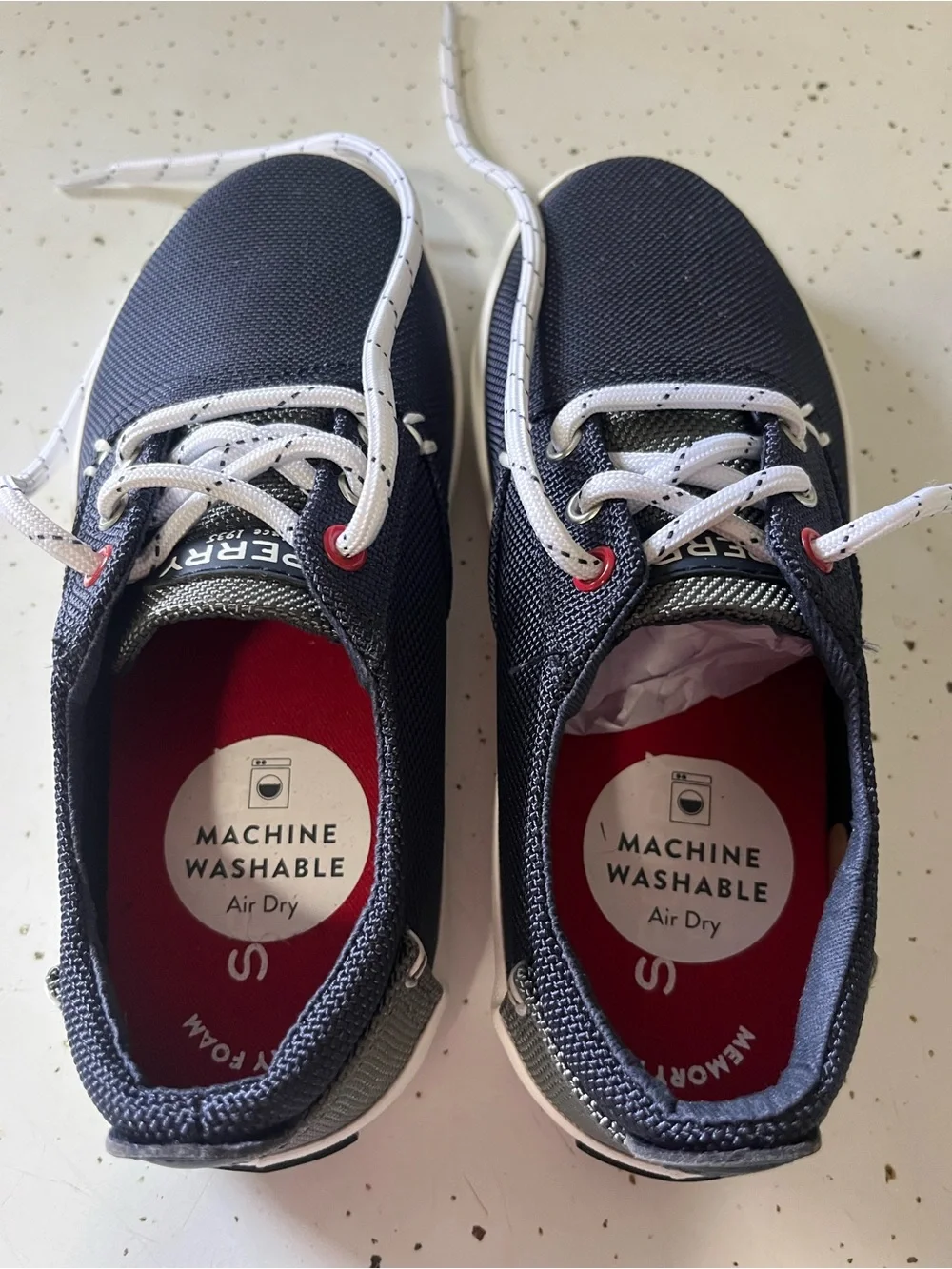 Child Sperry Navy and White Boat Shoes